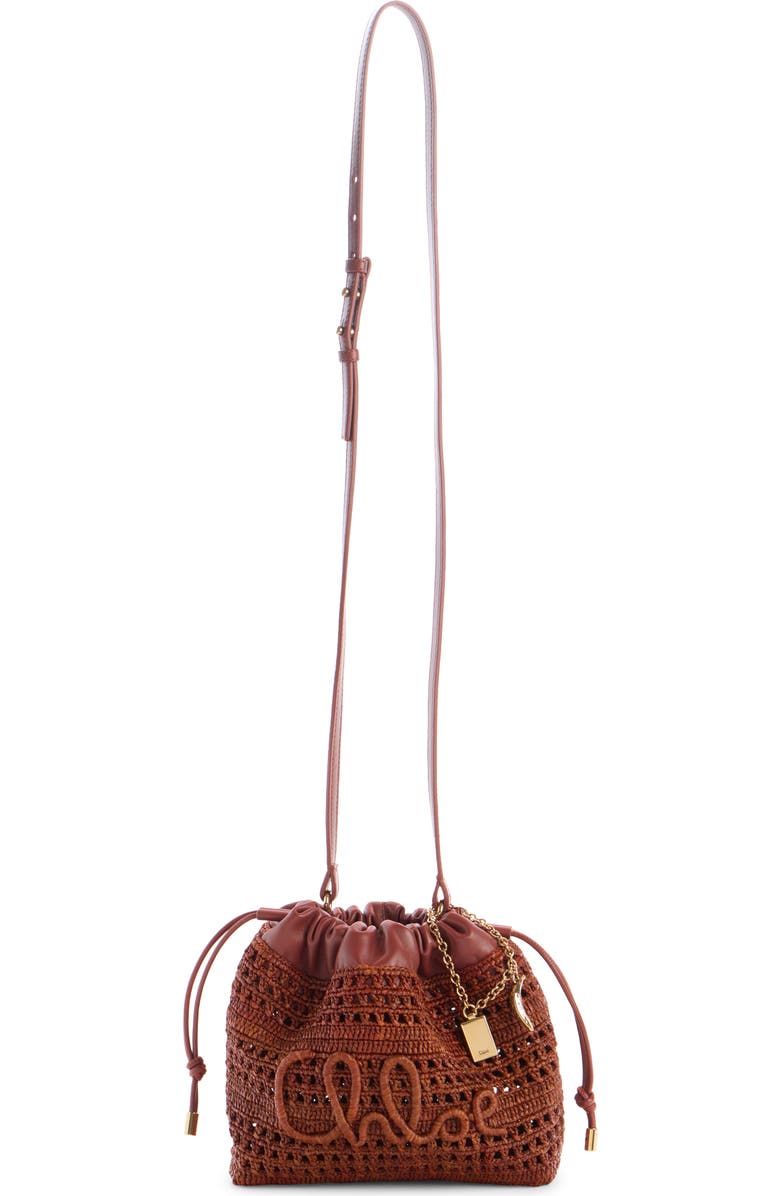 Chloé Mini Summer Banana Woven Raffia Drawstring Shoulder Bag, Alternate, color,