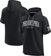 FANATICS Men's Fanatics Black Philadelphia 76ers Elements Ready Short Sleeve Pullover Hoodie