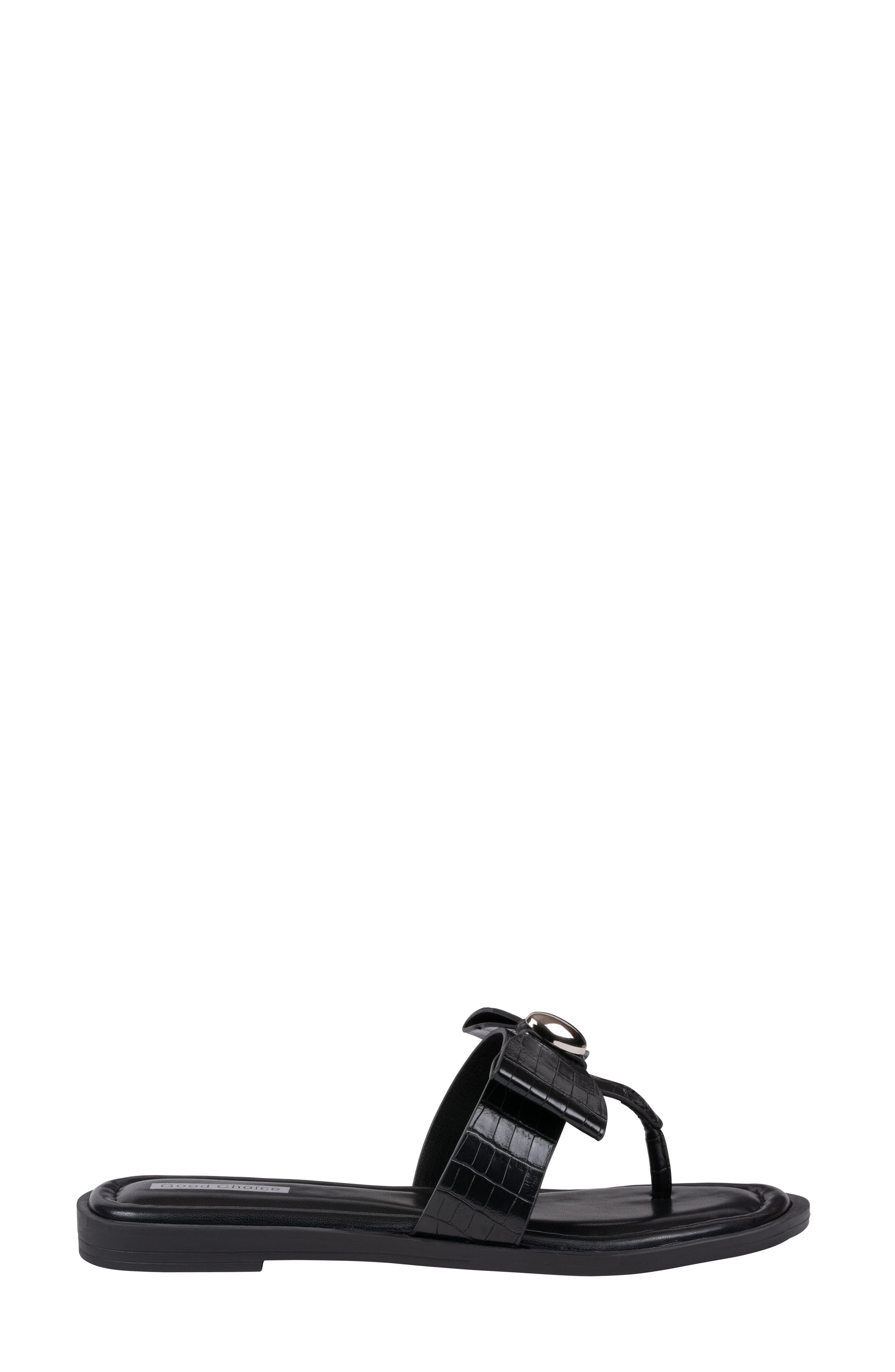 Alba Bow Flat Slide Sandal, Alternate, color, BLACK