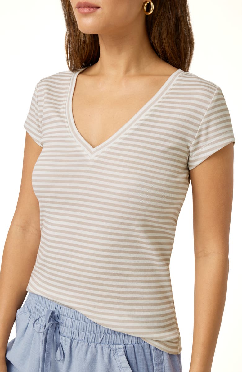 Splendid Faye Stripe V-Neck T-Shirt, Alternate, color, 