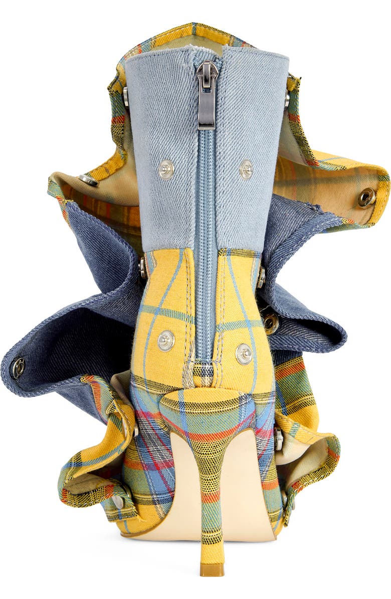 AZALEA WANG Birdsong Open Toe Denim Bootie, Alternate, color, Yellow Multi
