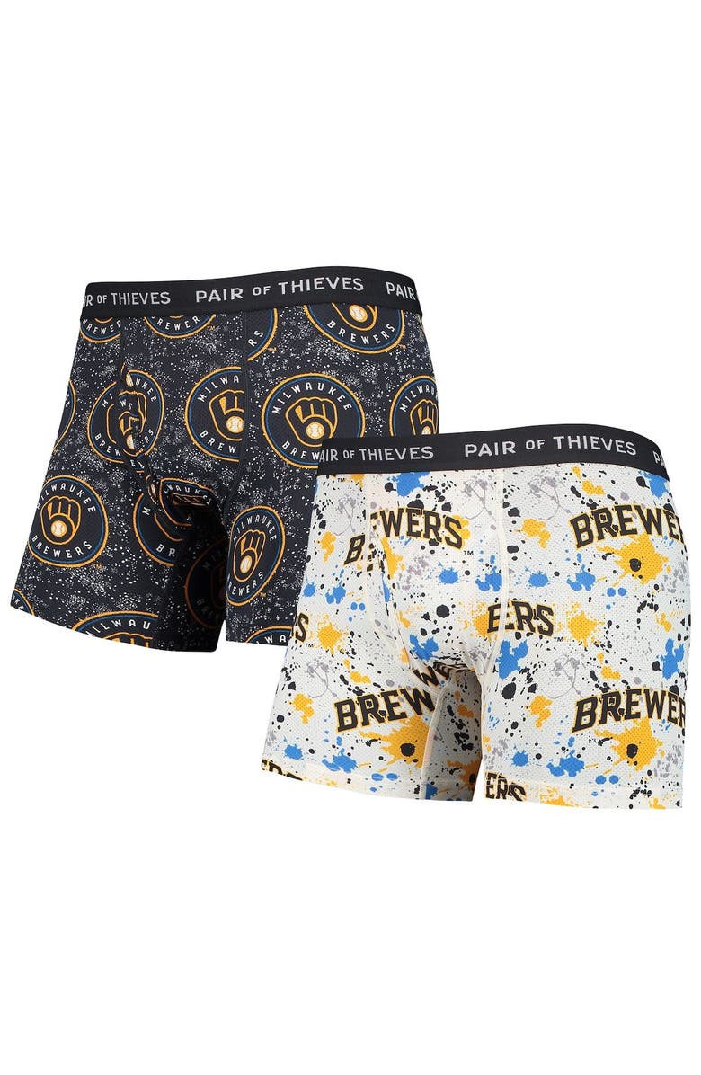 Pair of Thieves Men's Pair of Thieves White/Navy Milwaukee Brewers Super Fit 2-Pack Boxer Briefs Set, Main, color, 