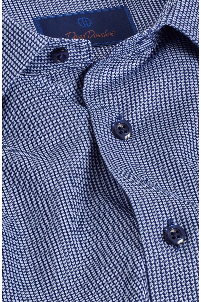 Slim Fit Mini Houndstooth Cotton Twill Dress Shirt, Alternate, color, NAVY