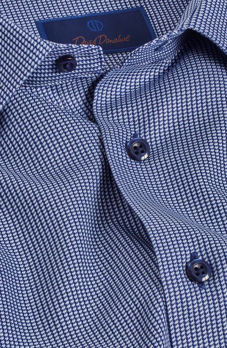 David Donahue Slim Fit Mini Houndstooth Cotton Twill Dress Shirt, Alternate, color,