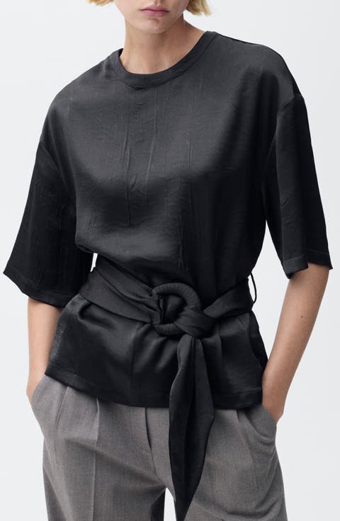 Belted Satin Shirt
