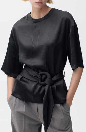 MANGO Belted Satin Shirt