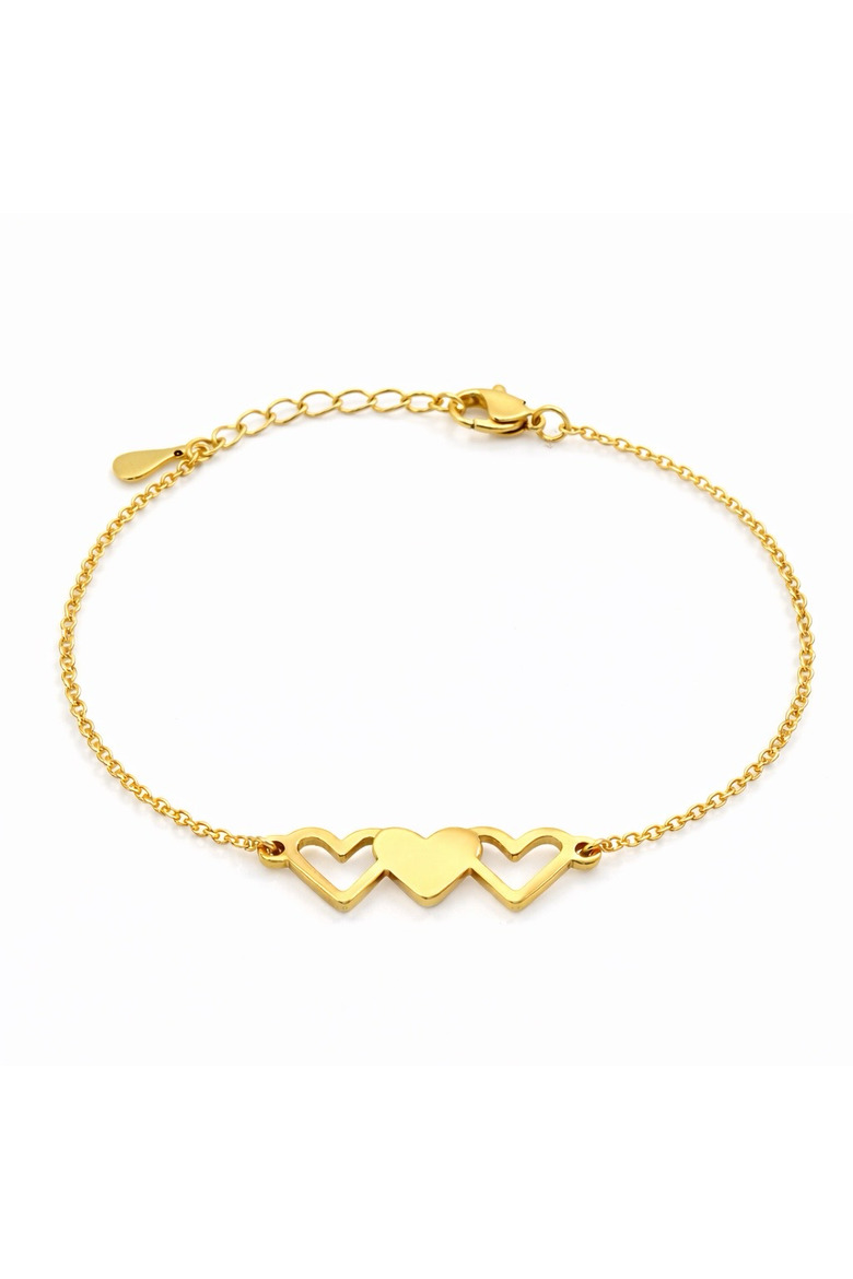Triple Heart Chain Bracelet, Main, color, Gold