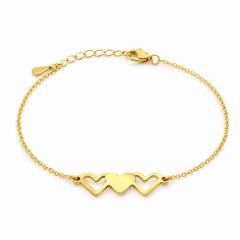 Triple Heart Chain Bracelet