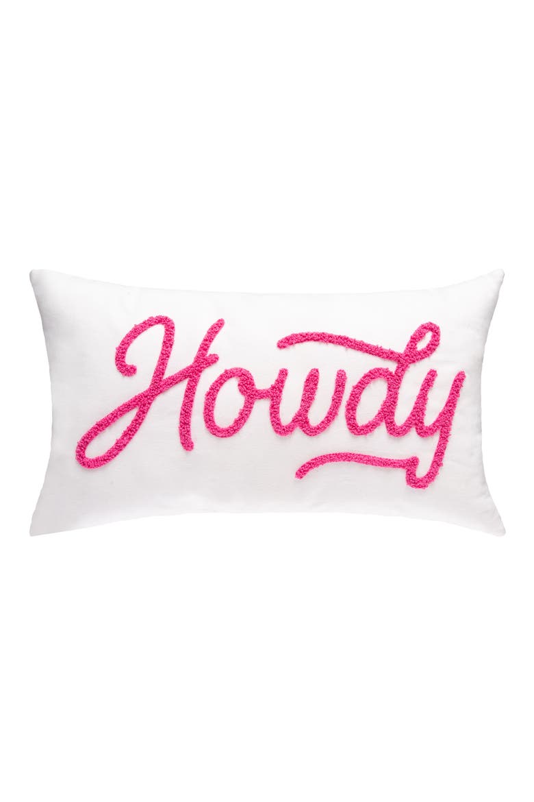 Howdy Towel Loop Lumbar Pillow Polyester White, Main, color, Pink