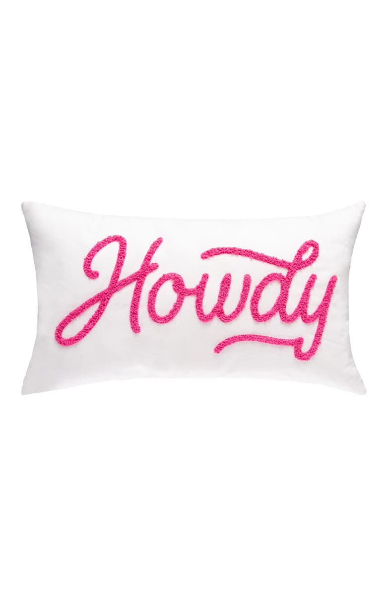 Totalee Gift Howdy Towel Loop Lumbar Pillow Polyester White, Main, color, Pink