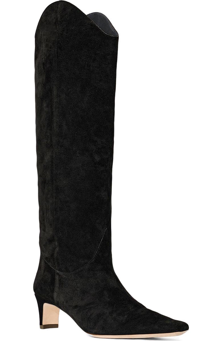 STAUD Wally Western Boot, Main, color, Black Suede