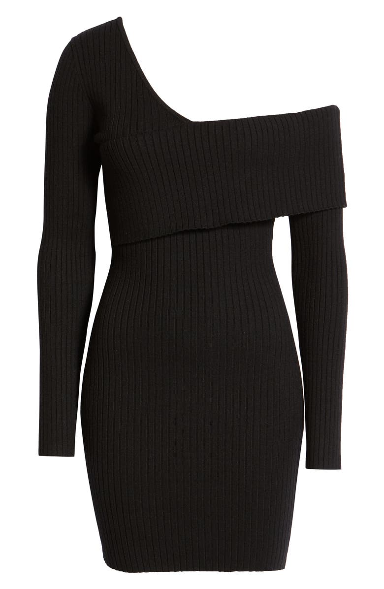 bebe Asymmetrical Off the Shoulder Sweater Dress, Alternate, color,