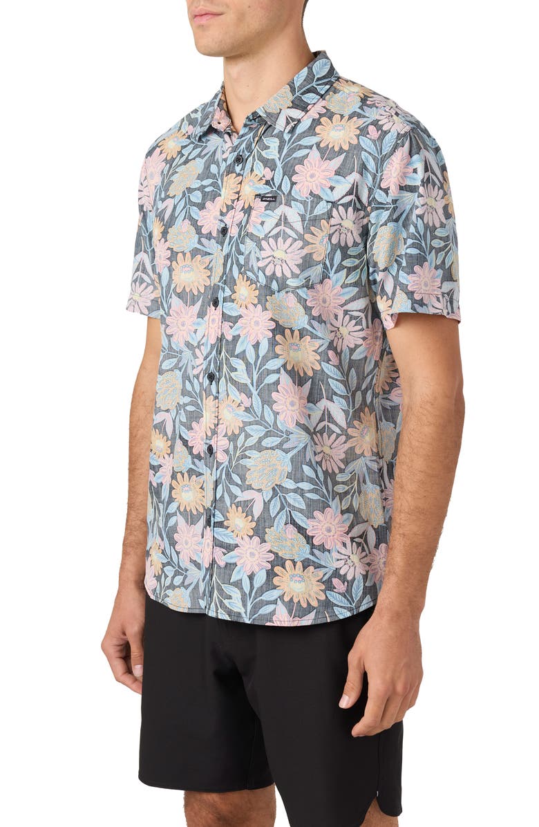 O'Neill Oasis Eco Floral Short Sleeve Button-Up Shirt, Alternate, color, 