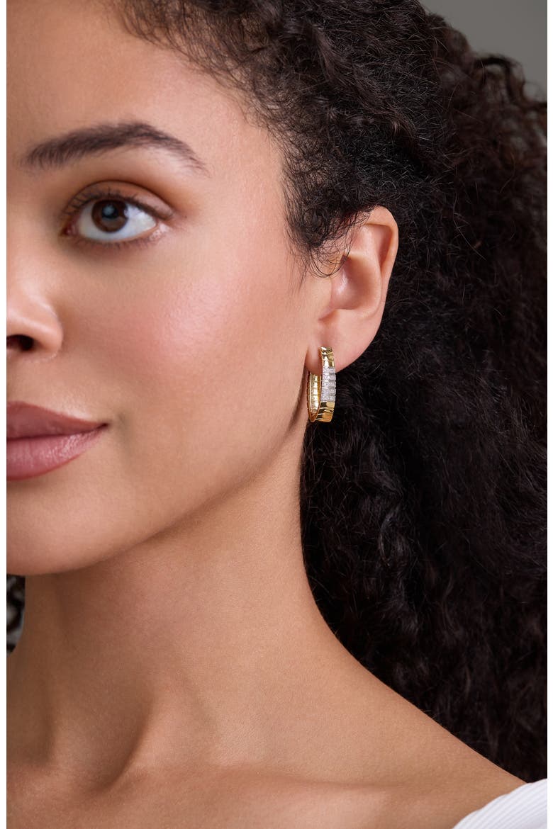 18K Gold Cleo Diamond Hoop Earrings, 25mm, Alternate, color, 18K YELLOW GOLD