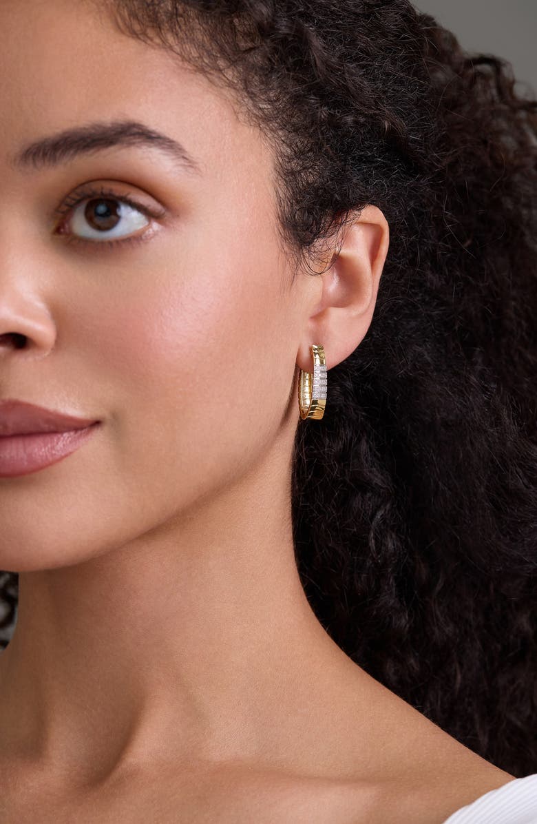 Bony Levy 18K Gold Cleo Diamond Hoop Earrings, 25mm, Alternate, color, 18K Yellow Gold