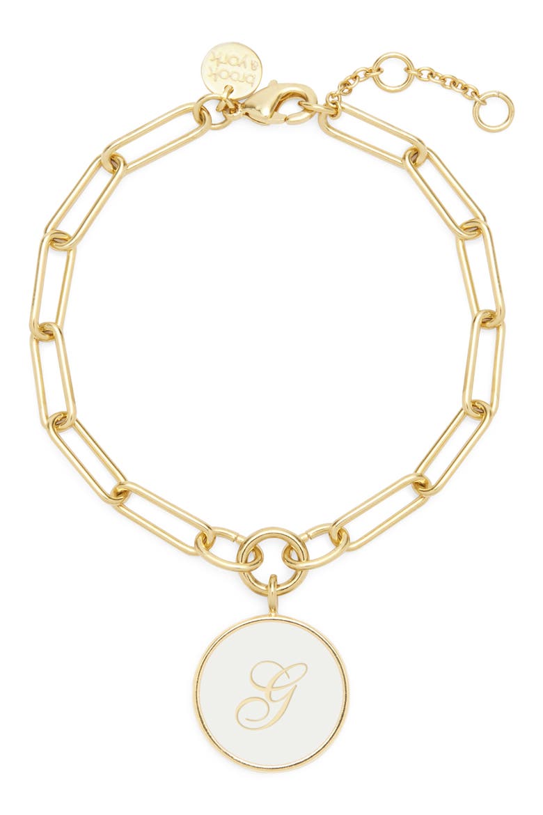 Callie Initial Enamel Pendant Bracelet, Main, color, GOLD G