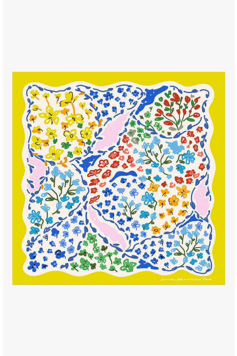 Yellow Garden Double Sided Silk Scarf, Main, color, Yellow