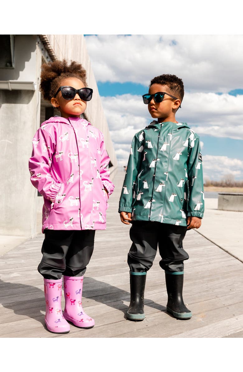 Deux par Deux Little Boy's Changing Color Rain Set Green Printed Sunglasses Dogs, Alternate, color,