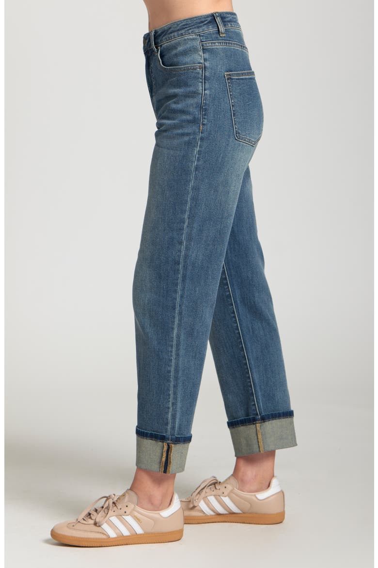 Cuffed Straight Leg Jeans, Alternate, color, MEDIUM INDIGO