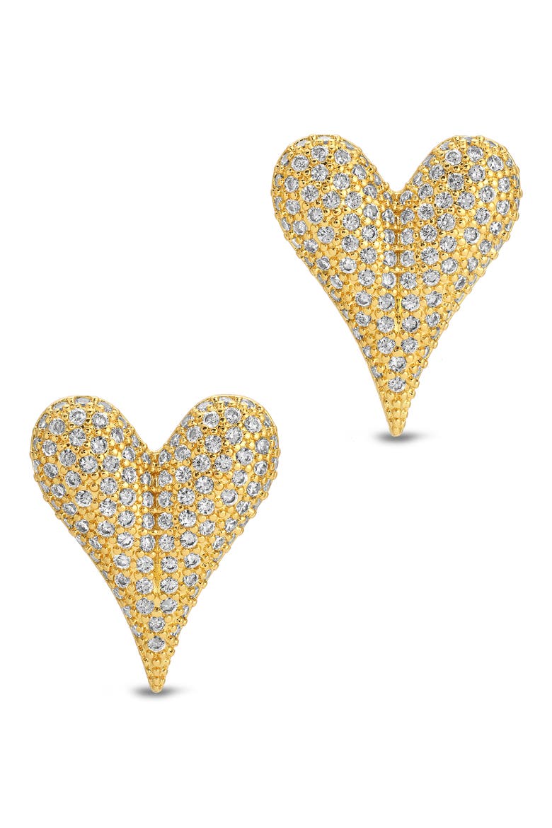 Love Cubic Zirconia Stud Earrings, Main, color, GOLD