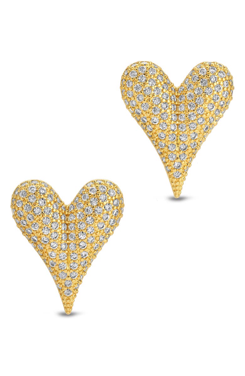 EYE CANDY LOS ANGELES Love Cubic Zirconia Stud Earrings, Main, color, Gold