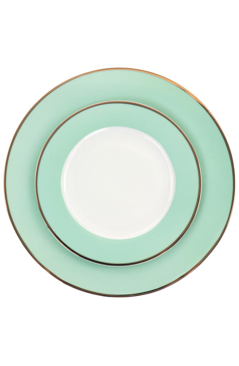 MARTHA STEWART Gold Rimmed 12 piece Fine Ceramic Dinnerware Set, Alternate, color, Mint
