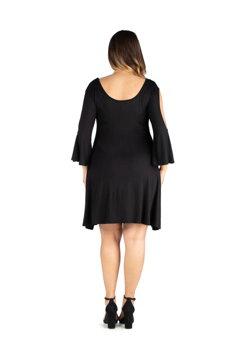 24seven Comfort Apparel Criss Cross Neckline Cold Shoulder Dress, Alternate, color, Black