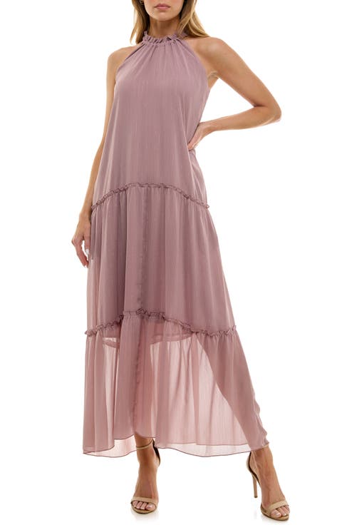 Tiered Metallic Stripe Maxi Dress