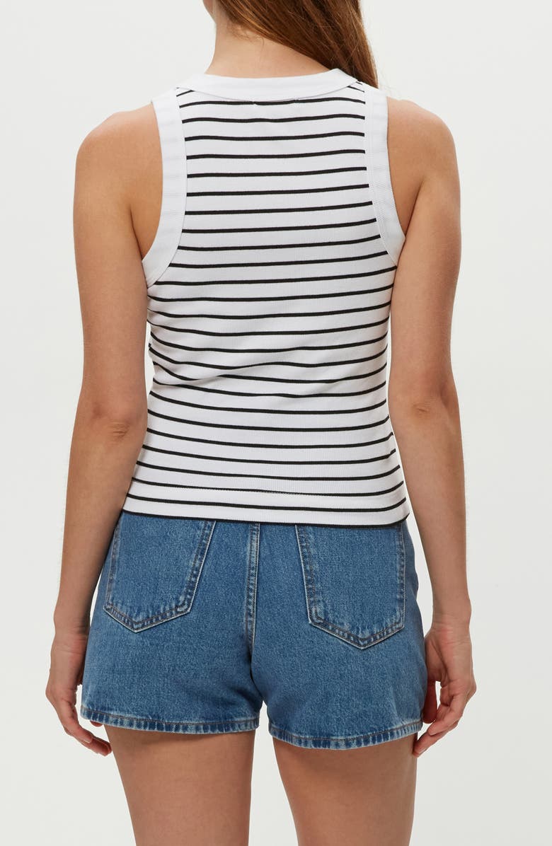 Michael Stars Gina Stripe Rib Tank, Alternate, color, White/ Black