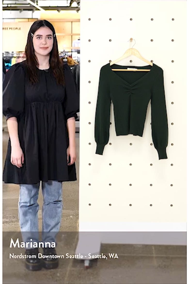 Rib V-Neck Gather Pullover video