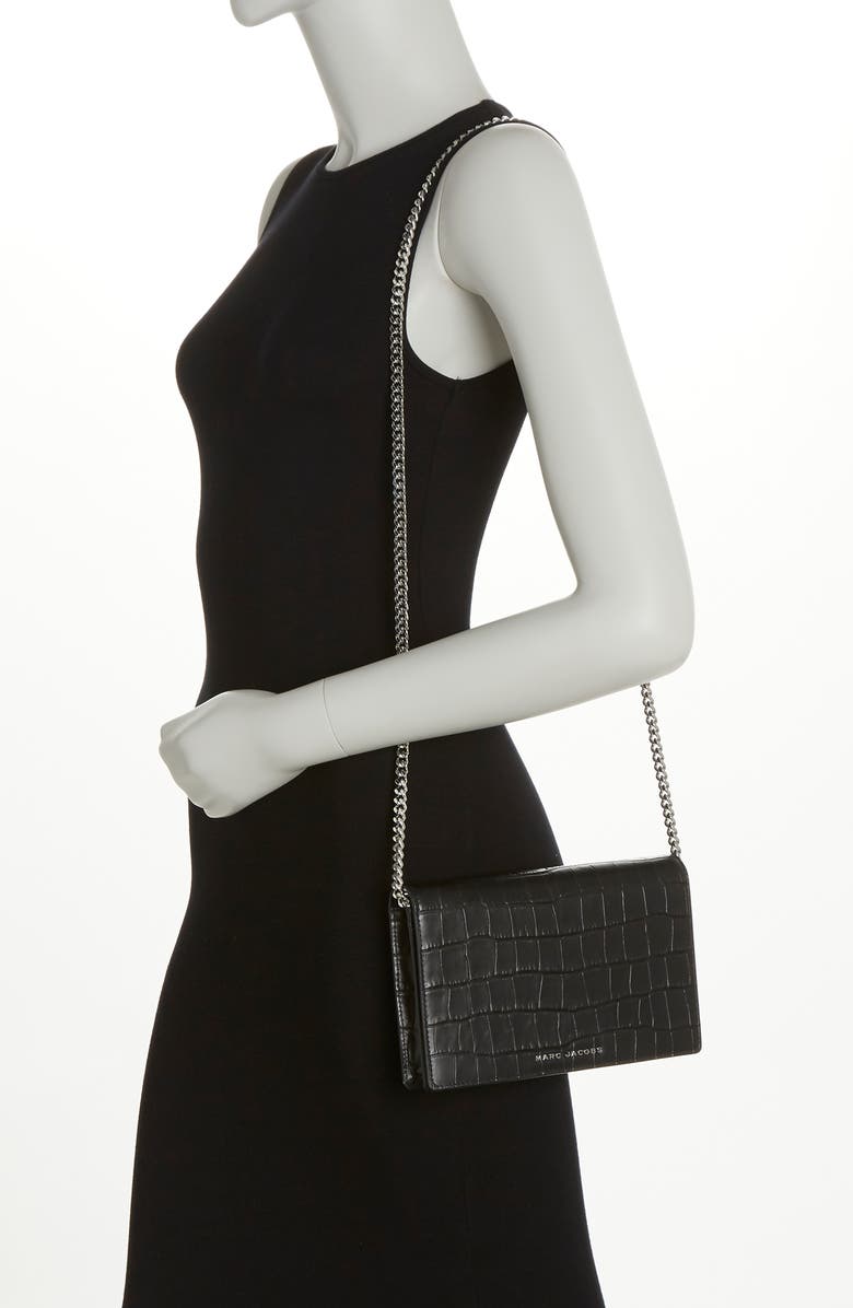 Marc Jacobs Party On a Chain Croc Embossed Leather Shoulder Bag, Alternate, color,