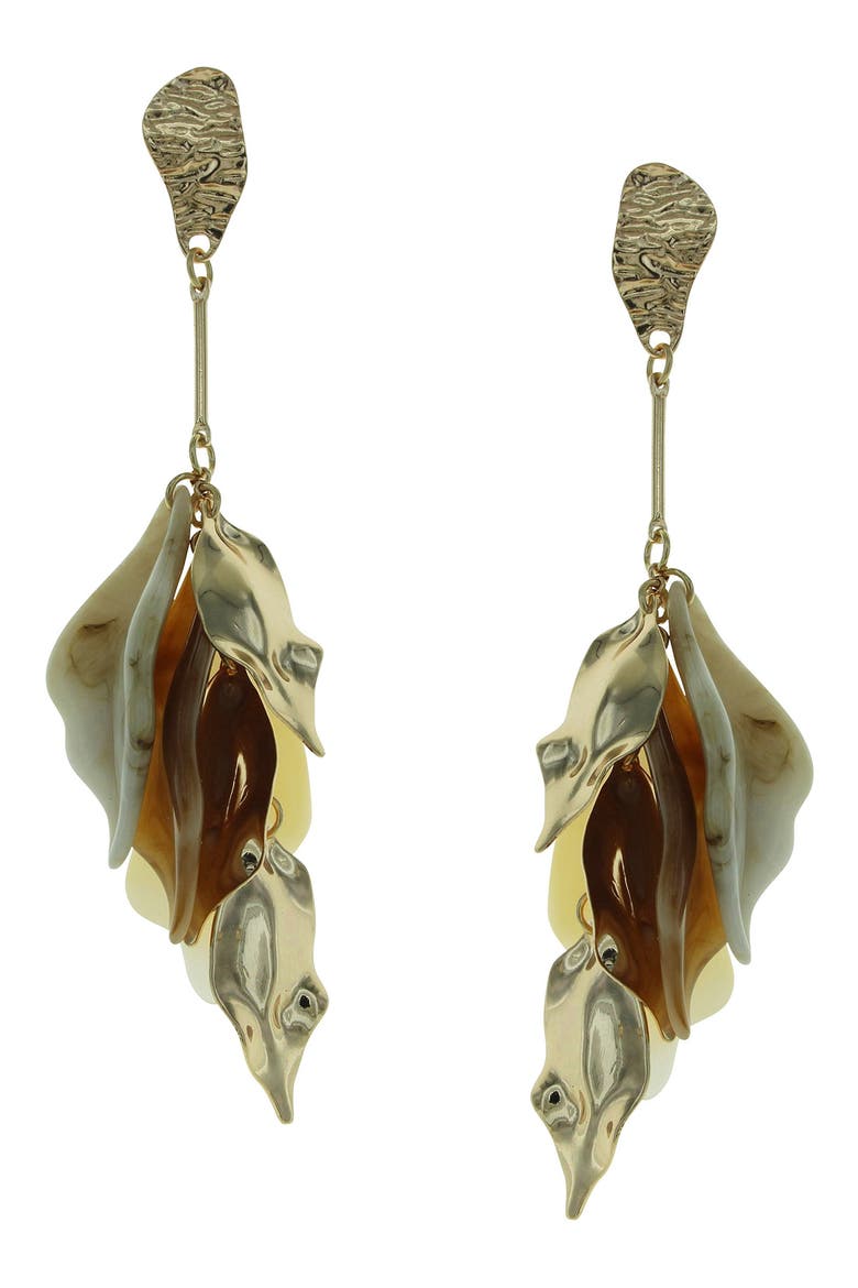 Renata Petal Drop Earrings, Alternate, color, GOLD / BROWN / BEIGE
