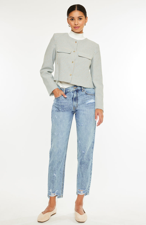 Kancan Harvey Ultra High Rise Mom Jeans In Blue