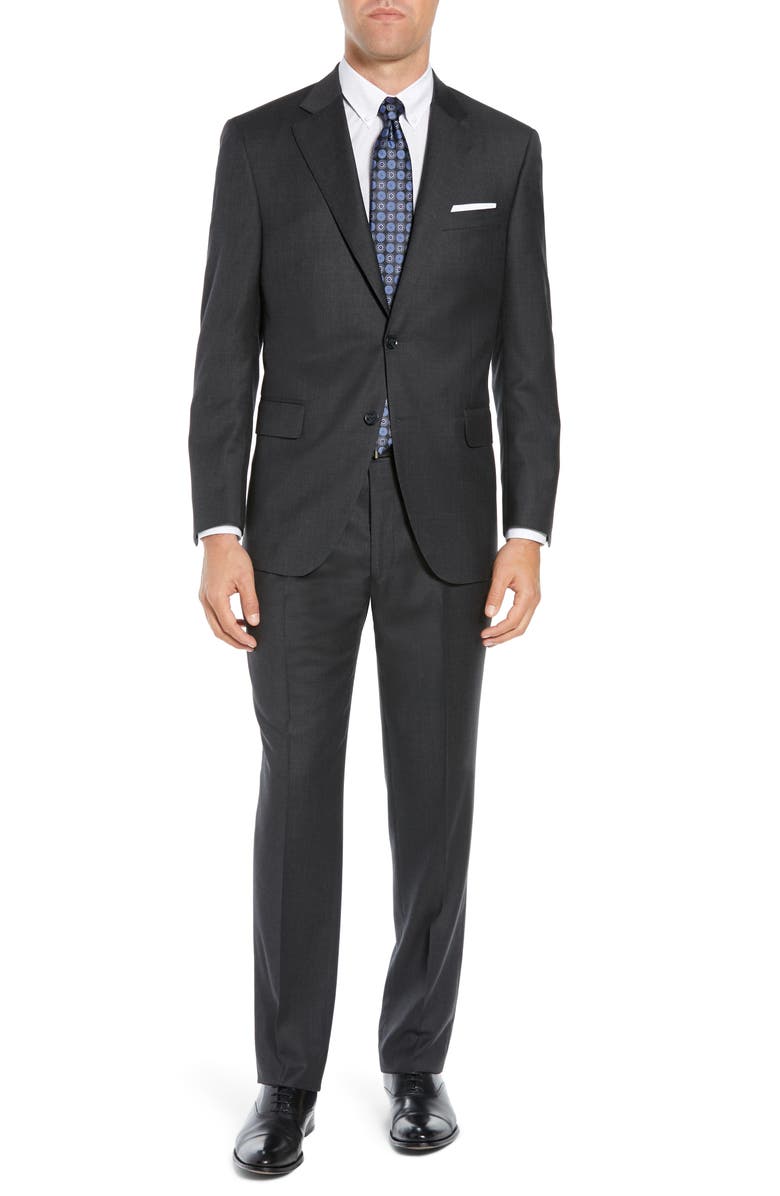 Peter Millar Charcoal Grey Wool Suit, Main, color, Charcoal