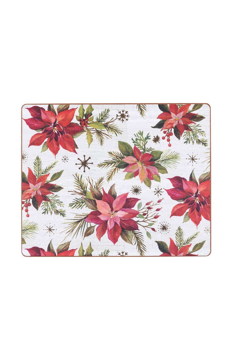 C&F Home Poinsettia Christmas Hardboard Pmat, Main, color, Red