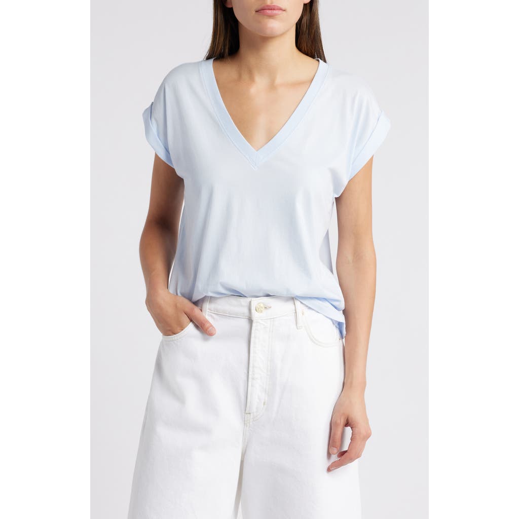 Shop Frame Easy Cotton V-neck T-shirt In Light Chambray