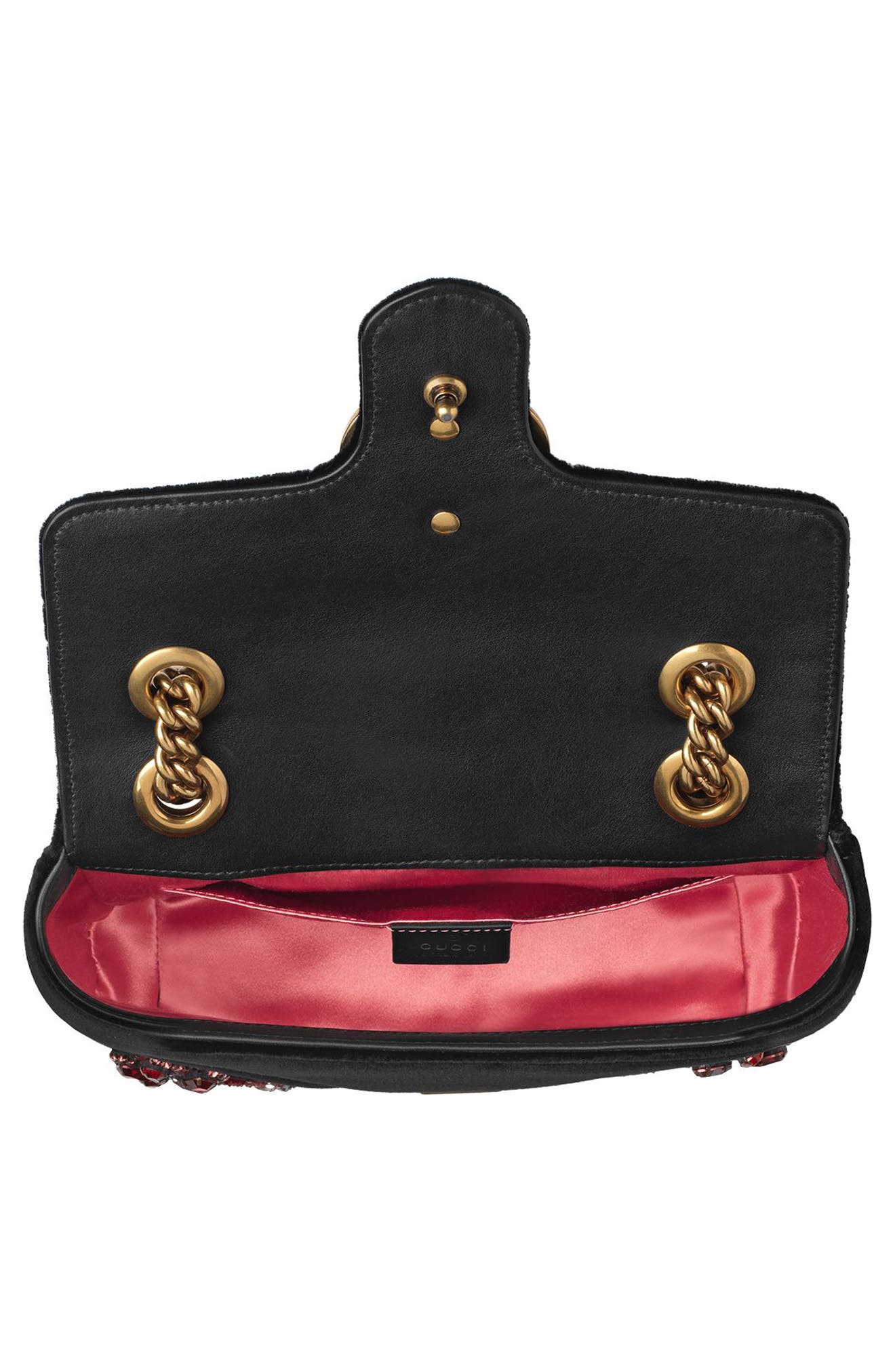Gucci Mini GG Marmont Matelassé Velvet Shoulder Bag, Alternate, color, 