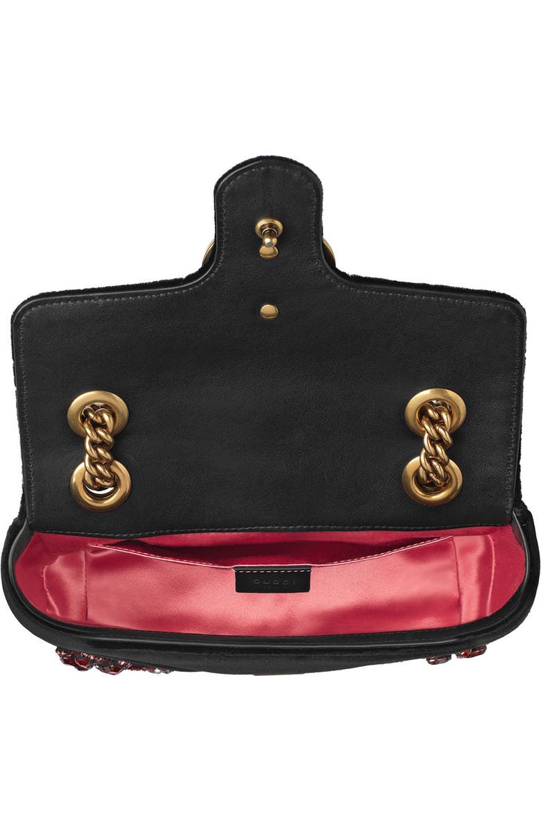 Gucci Mini GG Marmont Matelassé Velvet Shoulder Bag, Alternate, color,