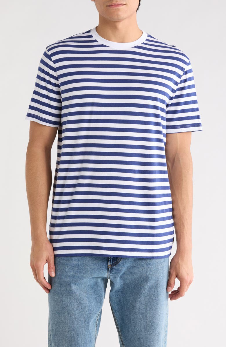 AG Bryce Stripe Crewneck T-Shirt, Main, color, True White/Broken Tide