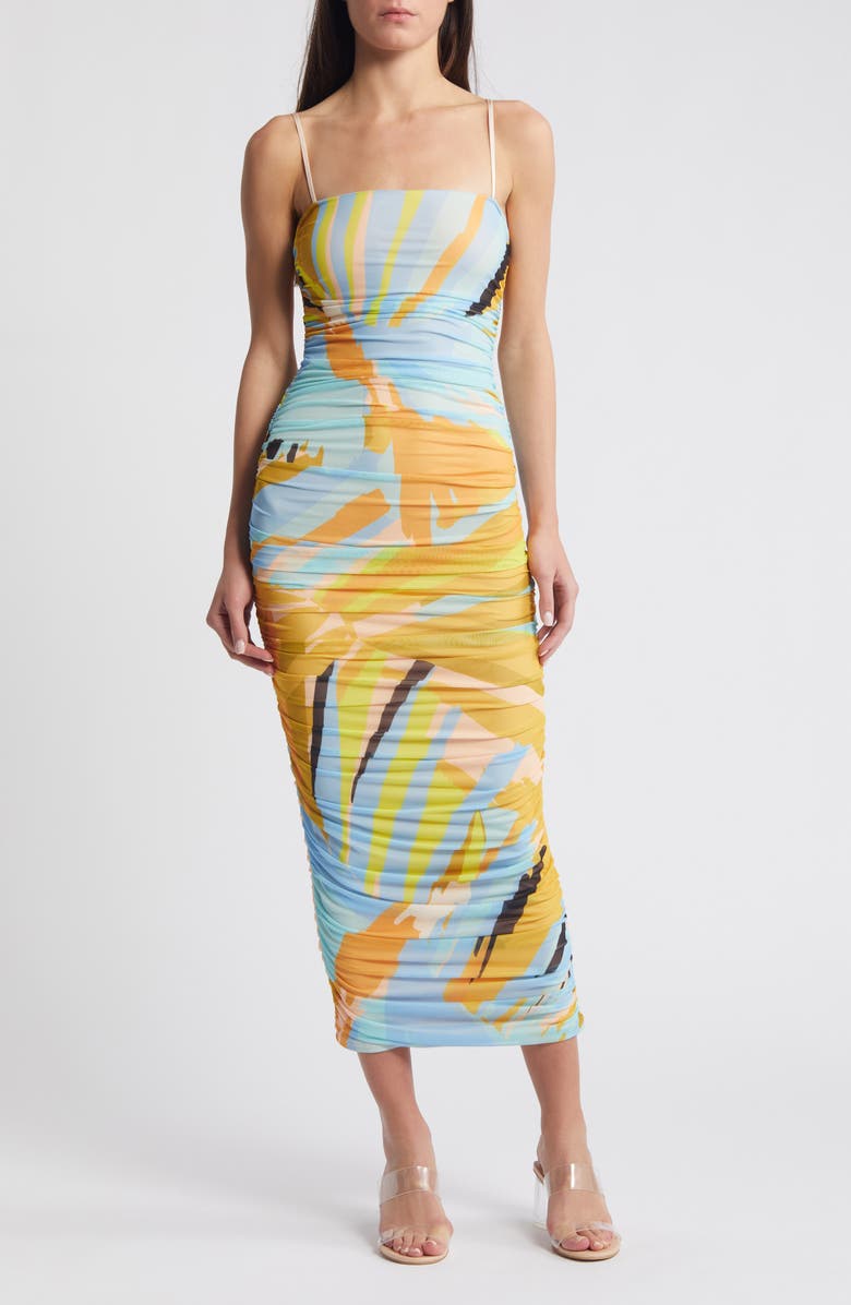 AFRM Hazel Abstract Print Mesh Dress, Main, color, 