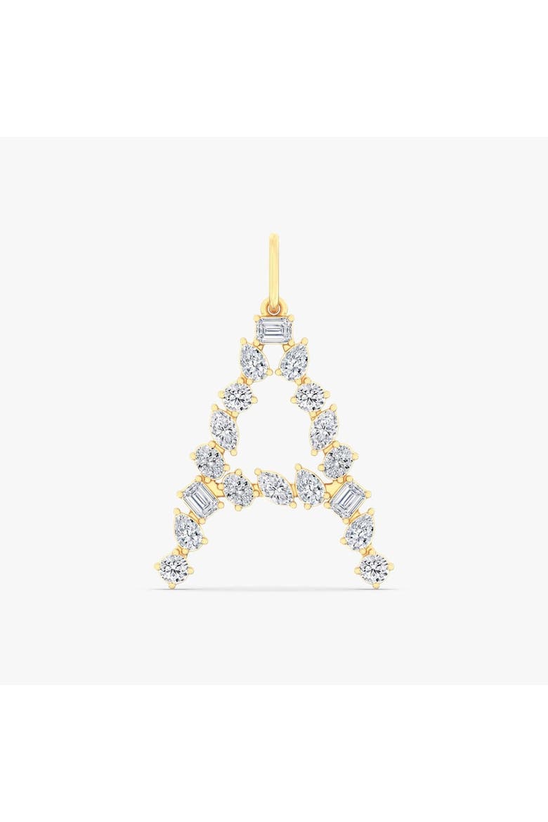 Multi-Shape Letter "A" Lab Diamond Charm in 14K, Main, color, Yellow Gold