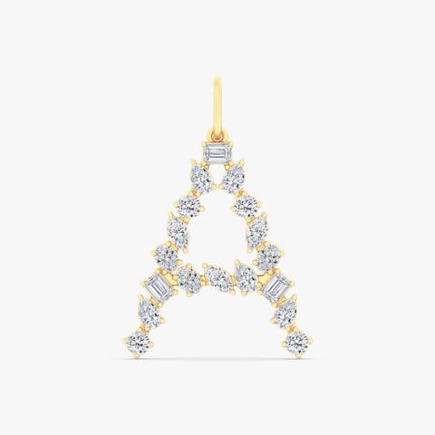Multi-Shape Letter "A" Lab Diamond Charm in 14K