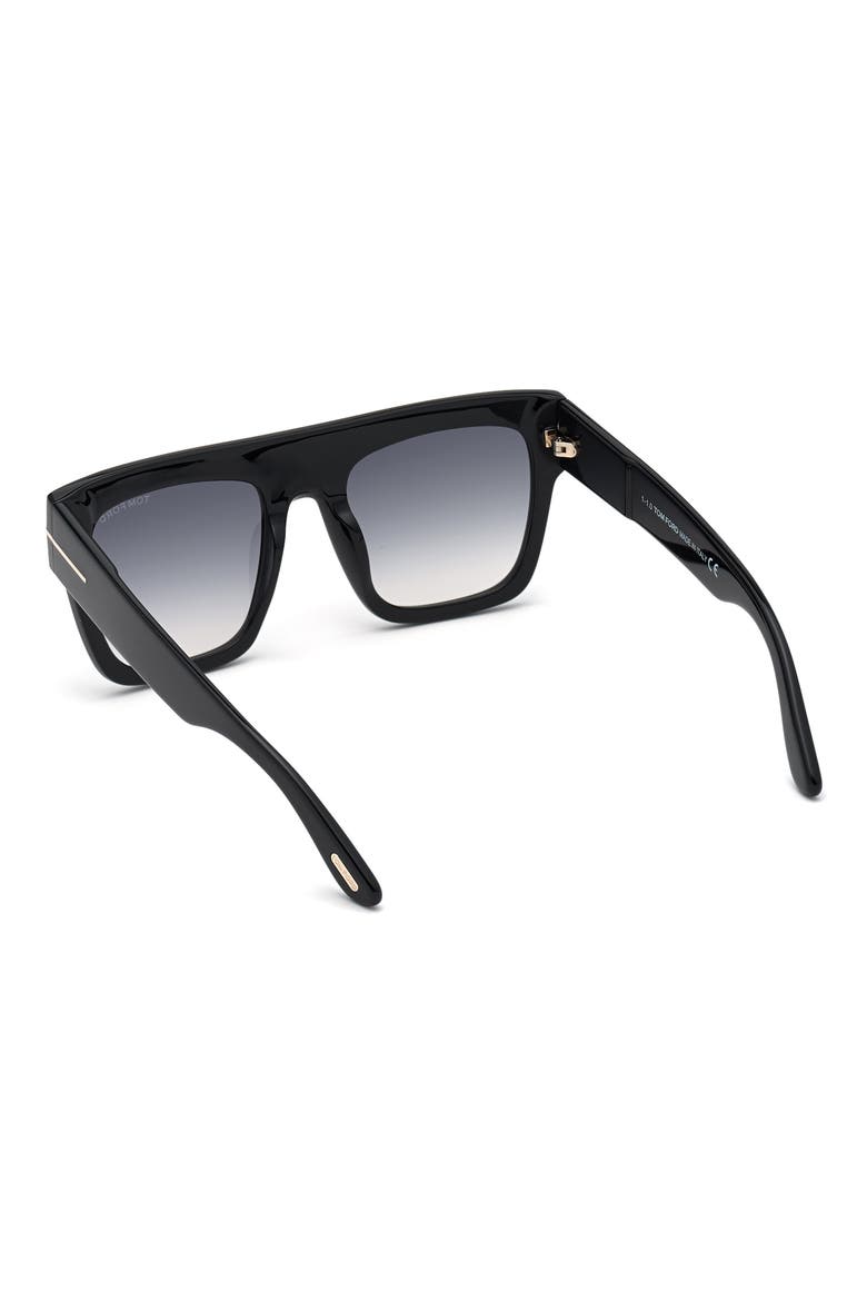 Renee 52mm Gradient Flat Top Square Glasses, Alternate, color, SHINY BLACK / GRADIENT SMOKE