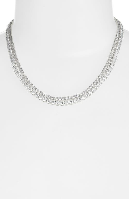 Nordstrom Cubic Zirconia Double Strand Tennis Necklace In Silver