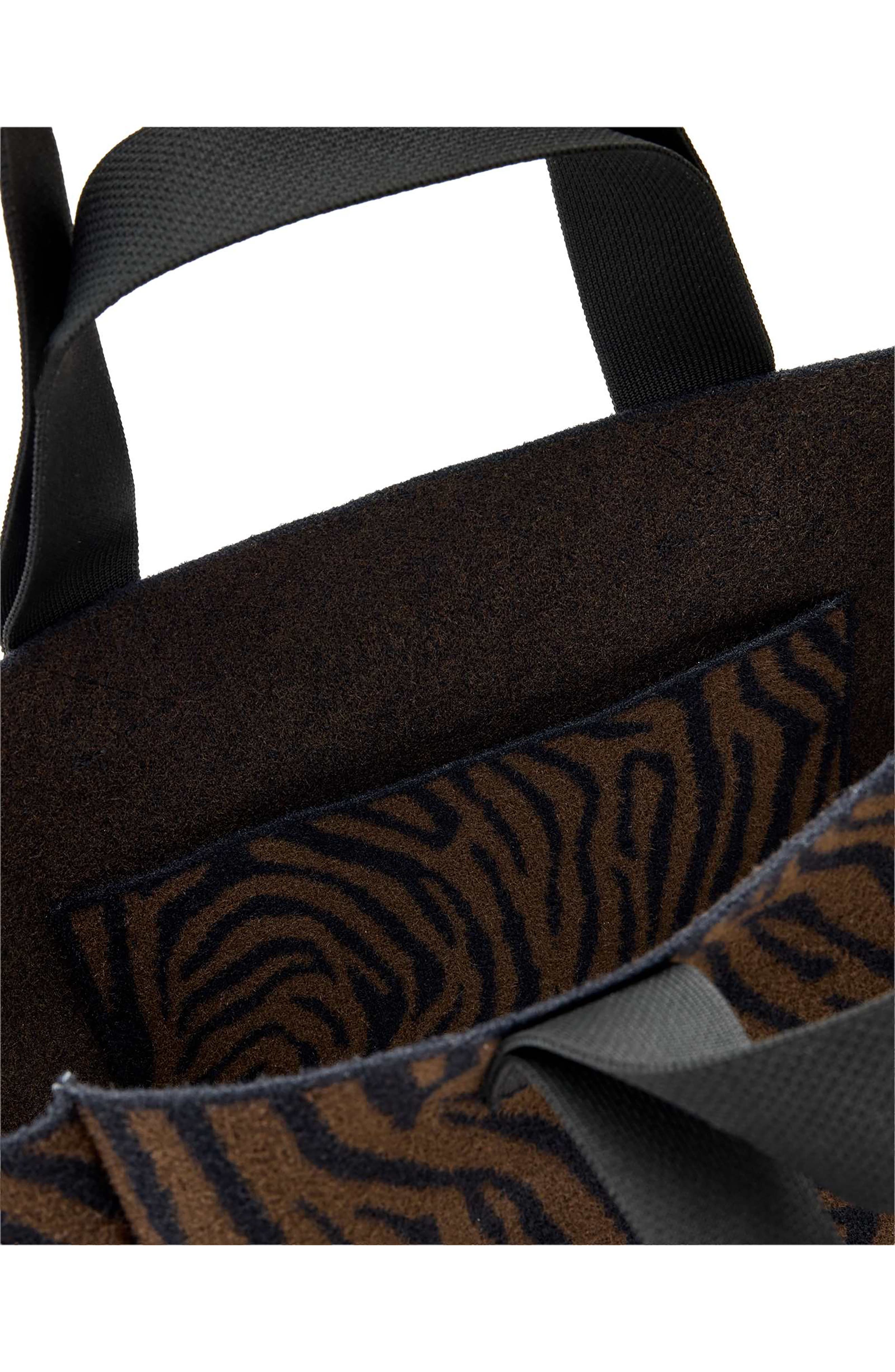 AllSaints Izzy Zebra Stripe Tote, Alternate, color, Black/ Brown