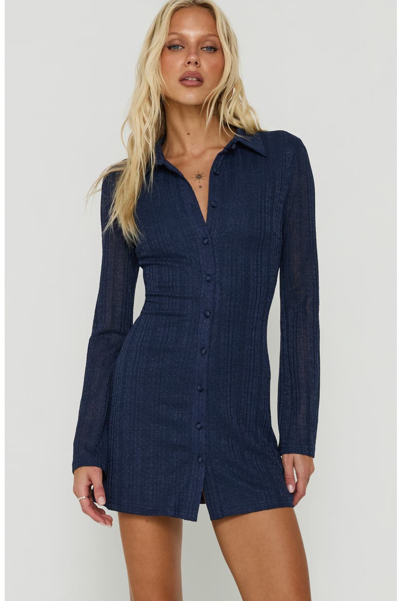 When You Sleep Long Sleeve Mini Dress, Alternate, color, NAVY