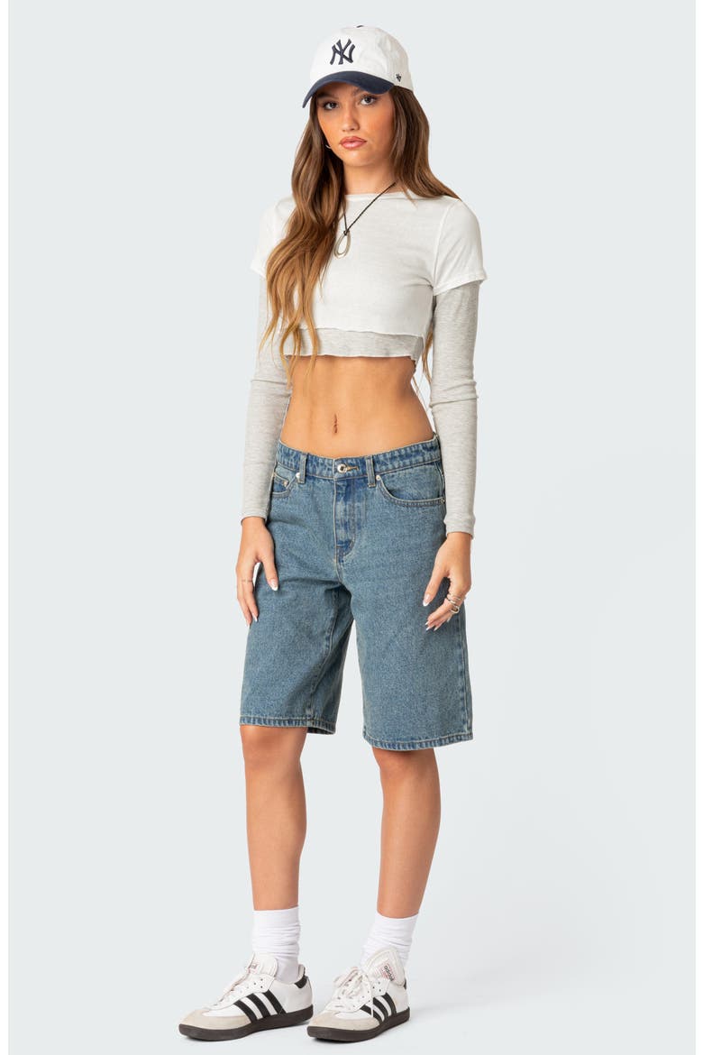 Layered Long Sleeve Crop Top, Alternate, color, MIX