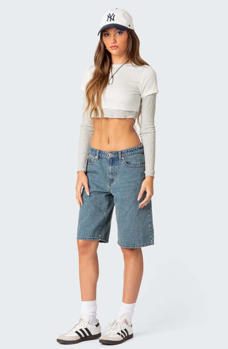 EDIKTED Layered Long Sleeve Crop Top, Alternate, color, Mix