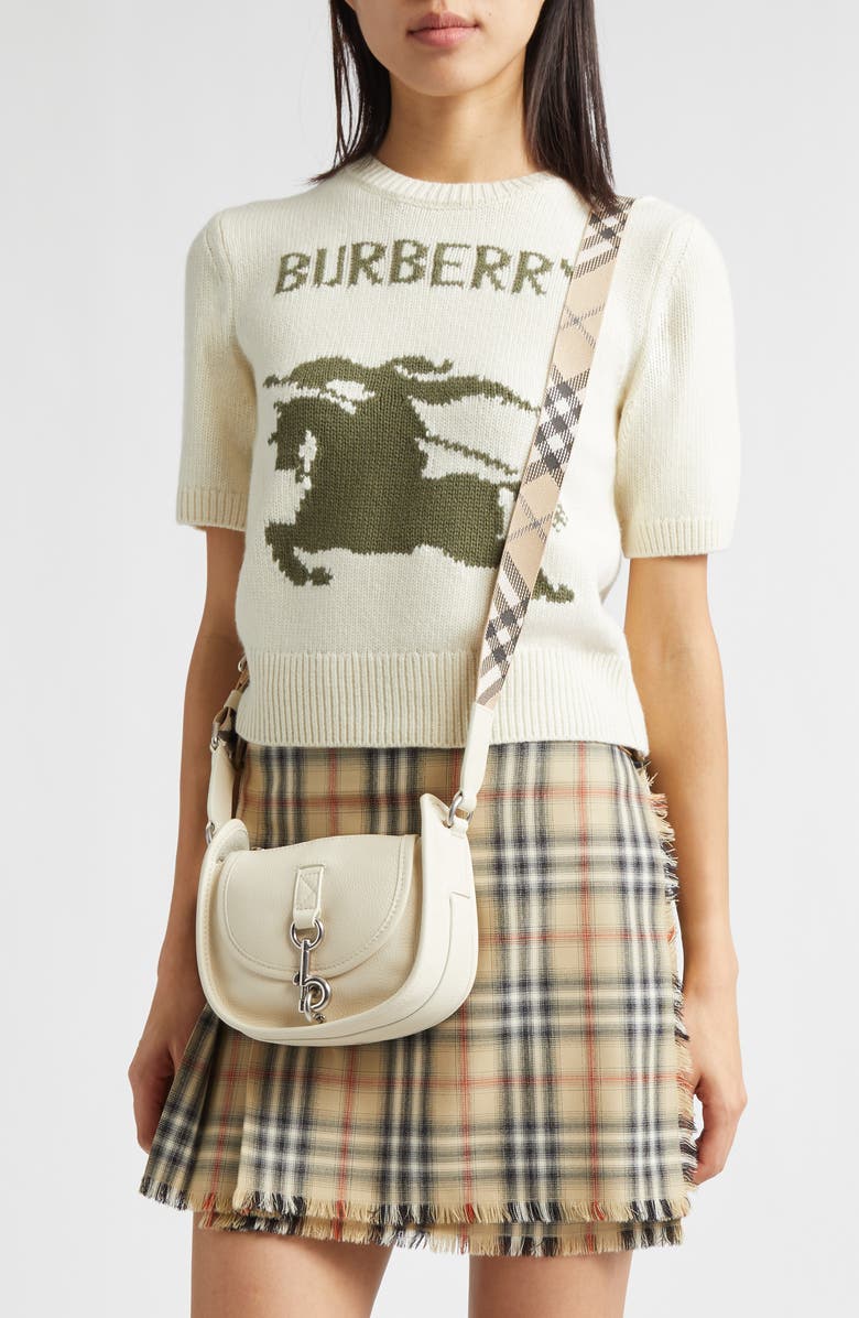 Burberry Mini B Clip Leather Crossbody Bag, Alternate, color, Soap