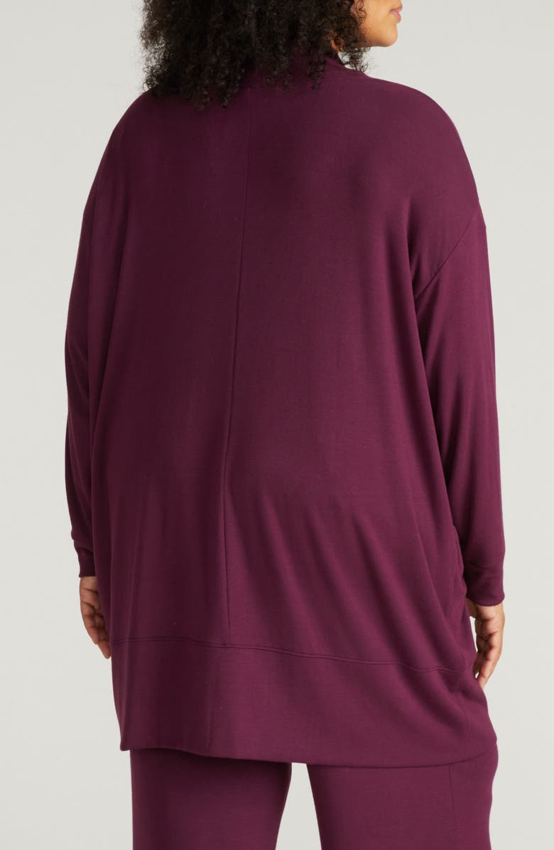 Universal Standard Travelknit Long Open Front Cardigan, Alternate, color, Gamay Burgundy